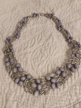 Sonoma Silver Leaf Necklace with Lavender Beads